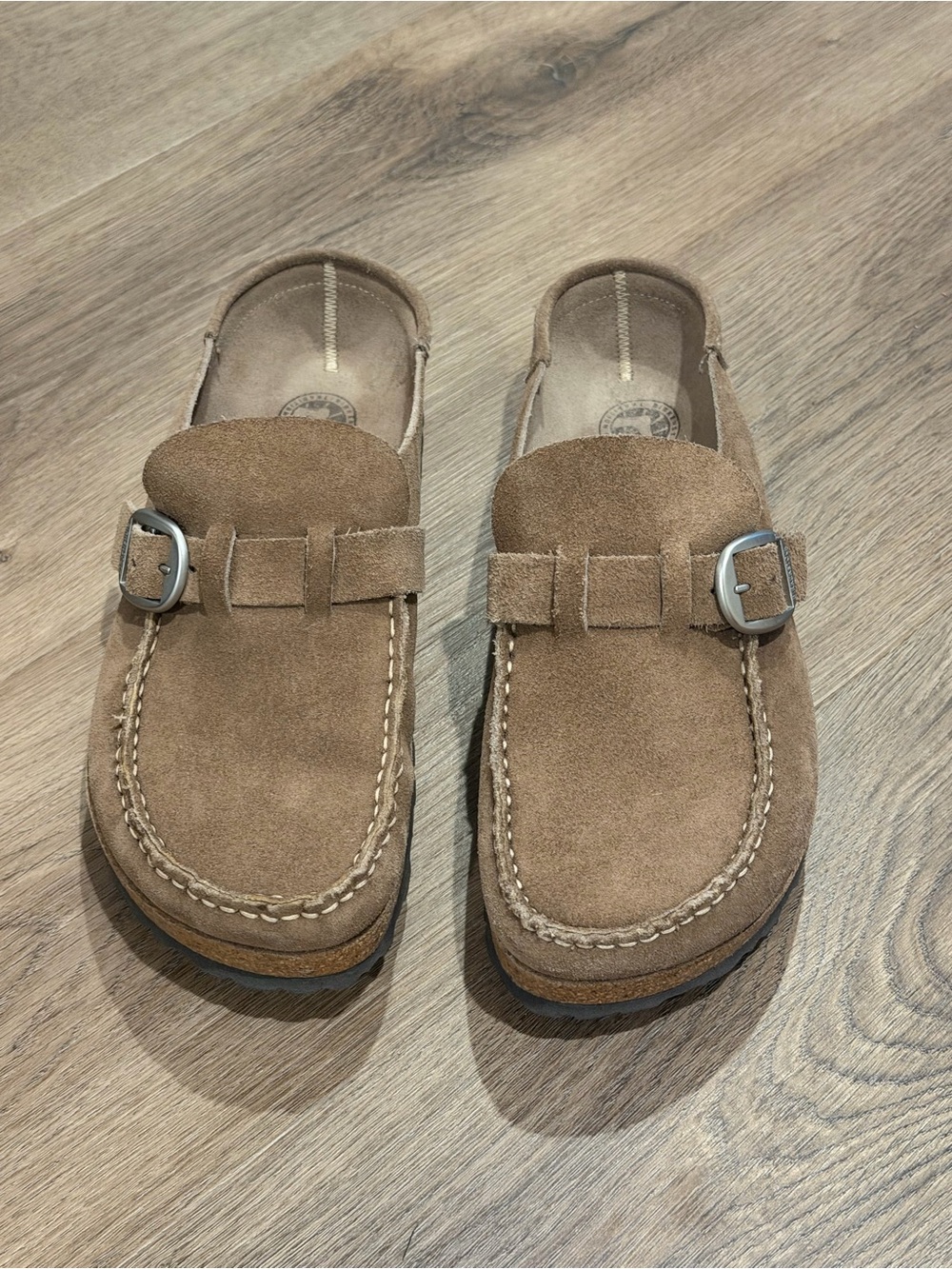 Birkenstock Women's Suede Mule with Buckle - Brown